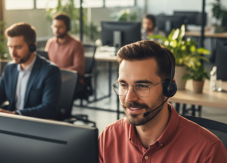 Customer support representative working with an AI assistant to resolve a case.